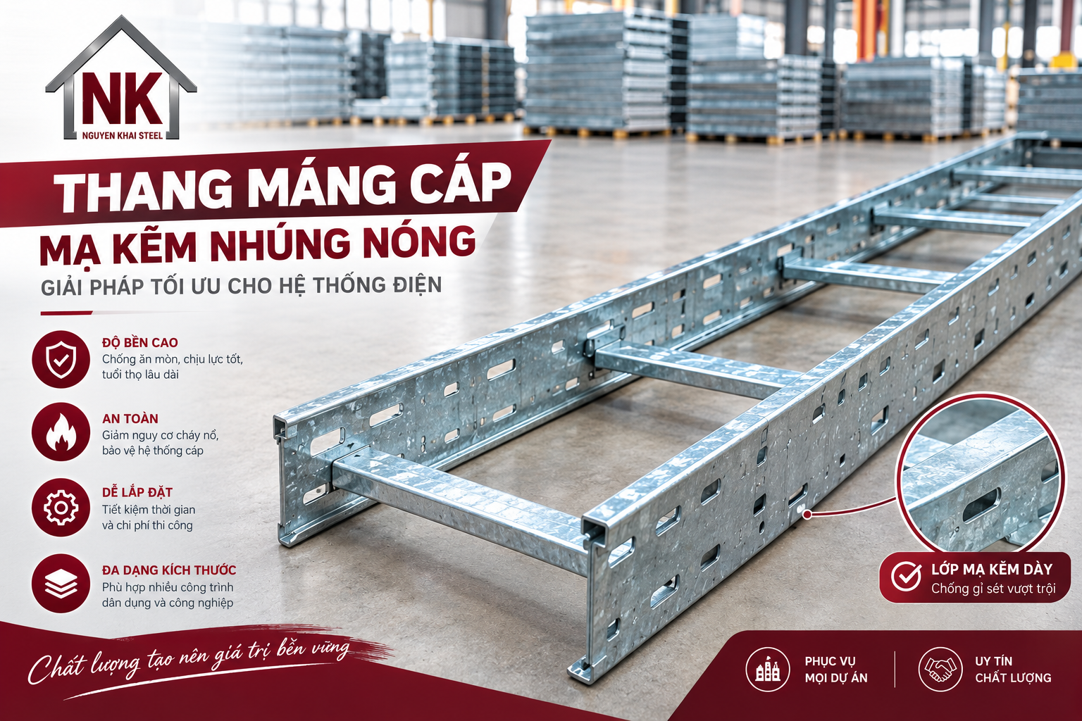 Khay cáp mạ kẽm nhúng nóng